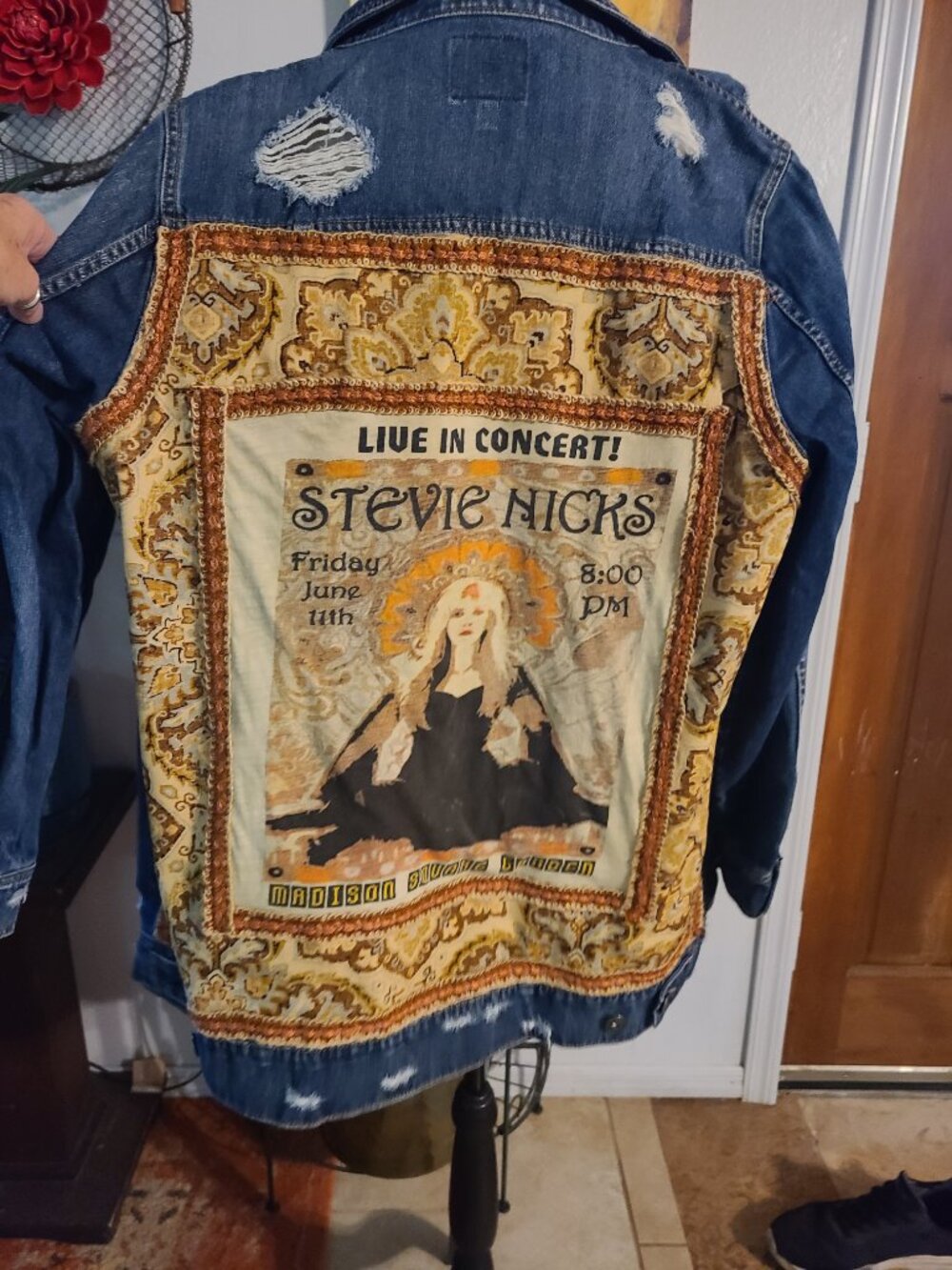 Stevie Nicks Custom Denim Jean Jacket Live Madison Square Garden Fits L & XL - Picture 3 of 14